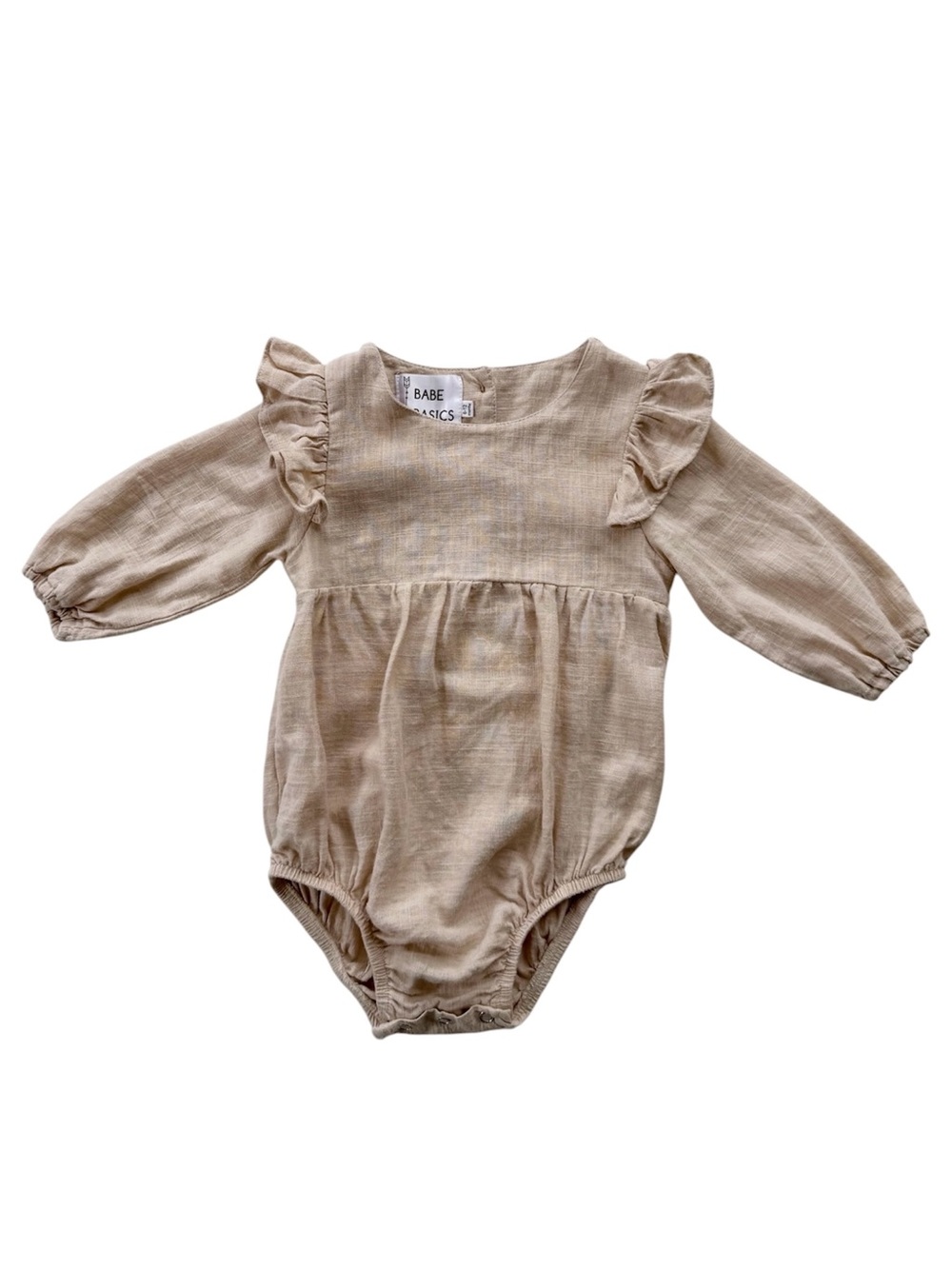 Babe Basics Linen Ruffle Romper 6-12M